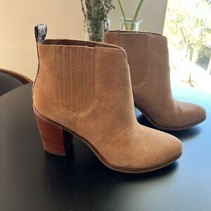 Dolce Vita Tan Ankle Booties with Snake Skin Details